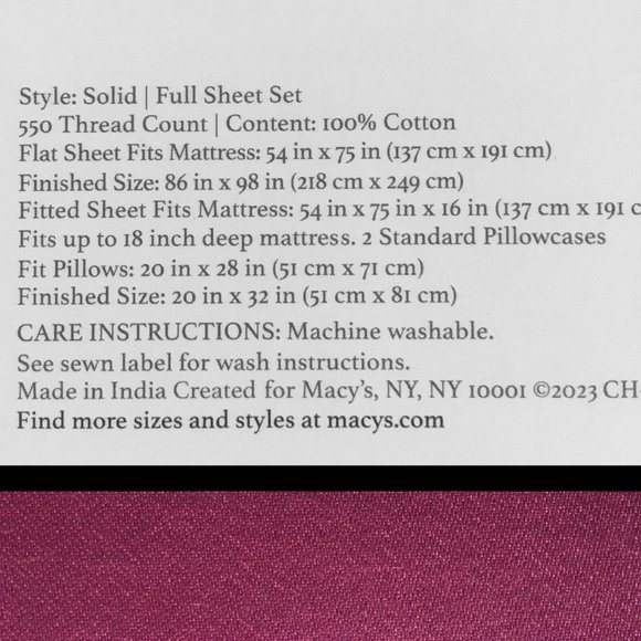 brand new MULBERRY Charter Club 550 TC 100% Cotton Sateen Weave FULL Sheet Set - Picture 4 of 8